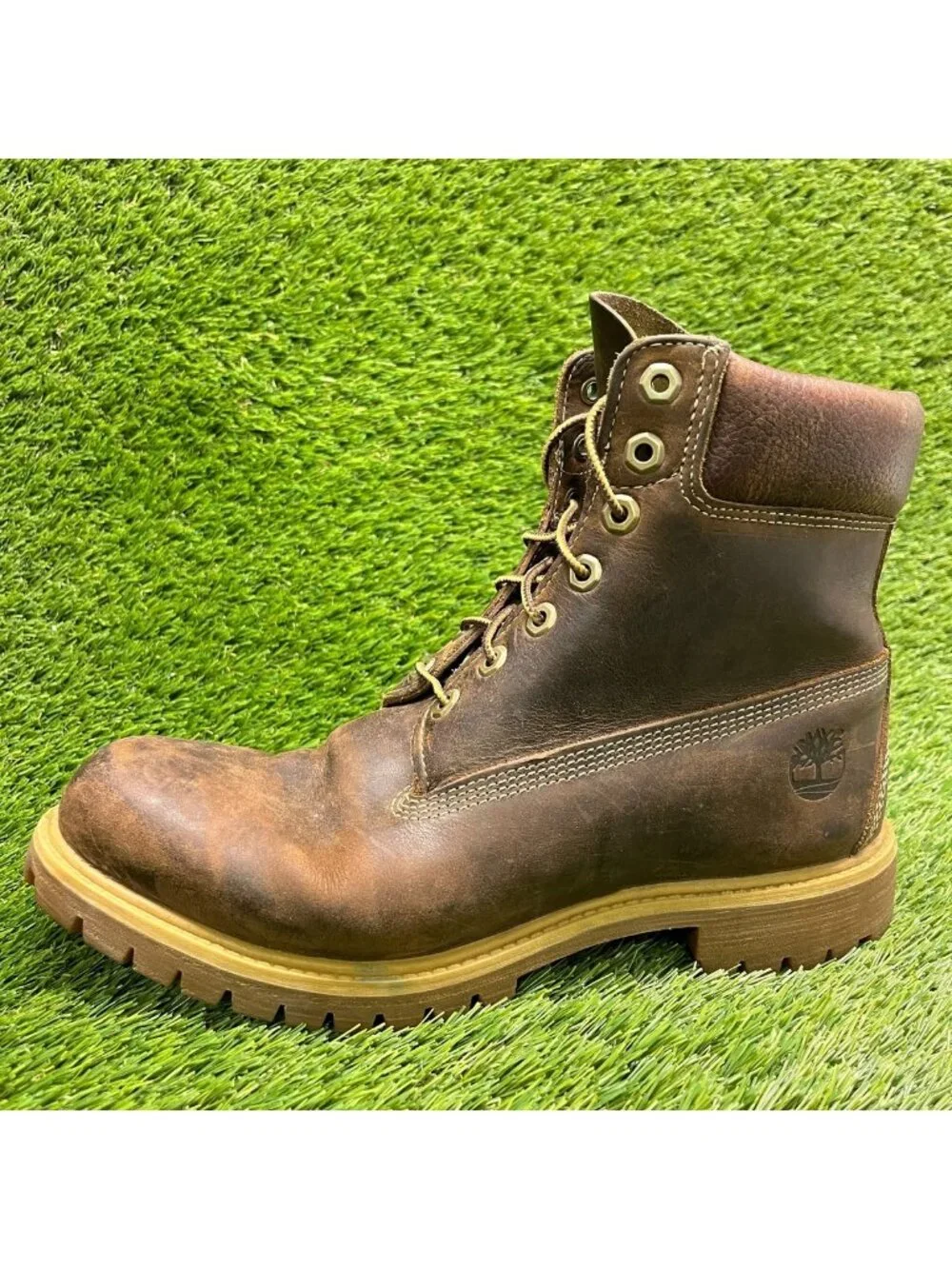 Timberland Premium 6-Inch Mens Size 9.5 Brown Outdoor Leather Waterproof Boots
